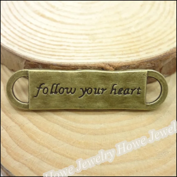 25pcs Charms "follow your heart" connector Pendant Antique bronze Zinc Alloy Fit Bracelet Necklace DIY Metal Jewelry Findings
25pcs Charms "follow your heart" connector Pendant Antique bronze Zinc Alloy Fit Bracelet Necklace DIY Metal Jewelry Findings