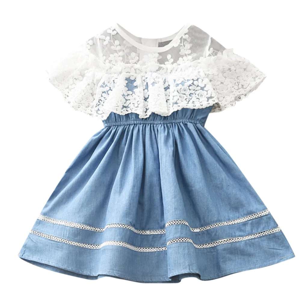 LONSANT New Arrival summer Girls Dress Lace Denim patchwork short sleeve ruffles dress Toddler Kids Flower Party Pageant Dress
LONSANT New Arrival summer Girls Dress Lace Denim patchwork short sleeve ruffles dress Toddler Kids Flower Party Pageant Dress