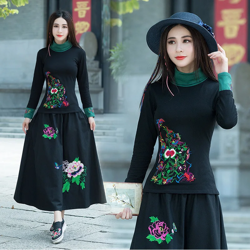 female national Chinese style high necked embroidered Floral basic shirt women's lady girls long sleeved t-shirt pullover tops
female national Chinese style high necked embroidered Floral basic shirt women's lady girls long sleeved t-shirt pullover tops