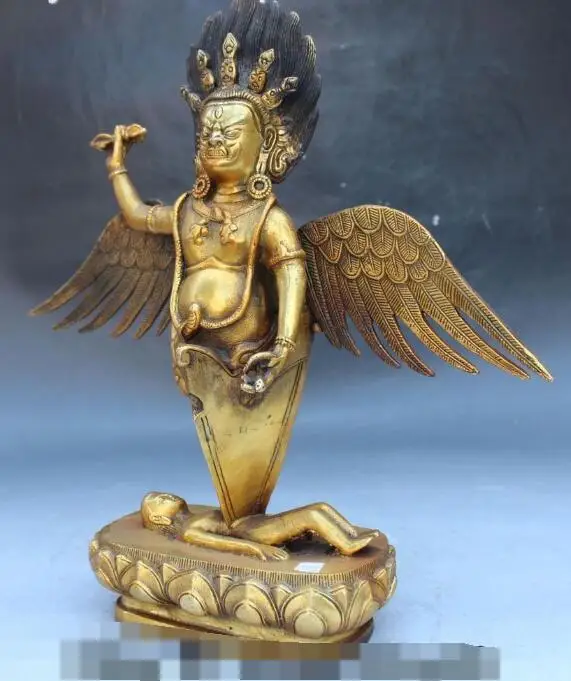 S6359 11" Tibet Bronze Gilt Flying Mahakala Buddha Phurpa Dagger Fa Qi On Kid Statue D0318
S6359 11" Tibet Bronze Gilt Flying Mahakala Buddha Phurpa Dagger Fa Qi On Kid Statue D0318