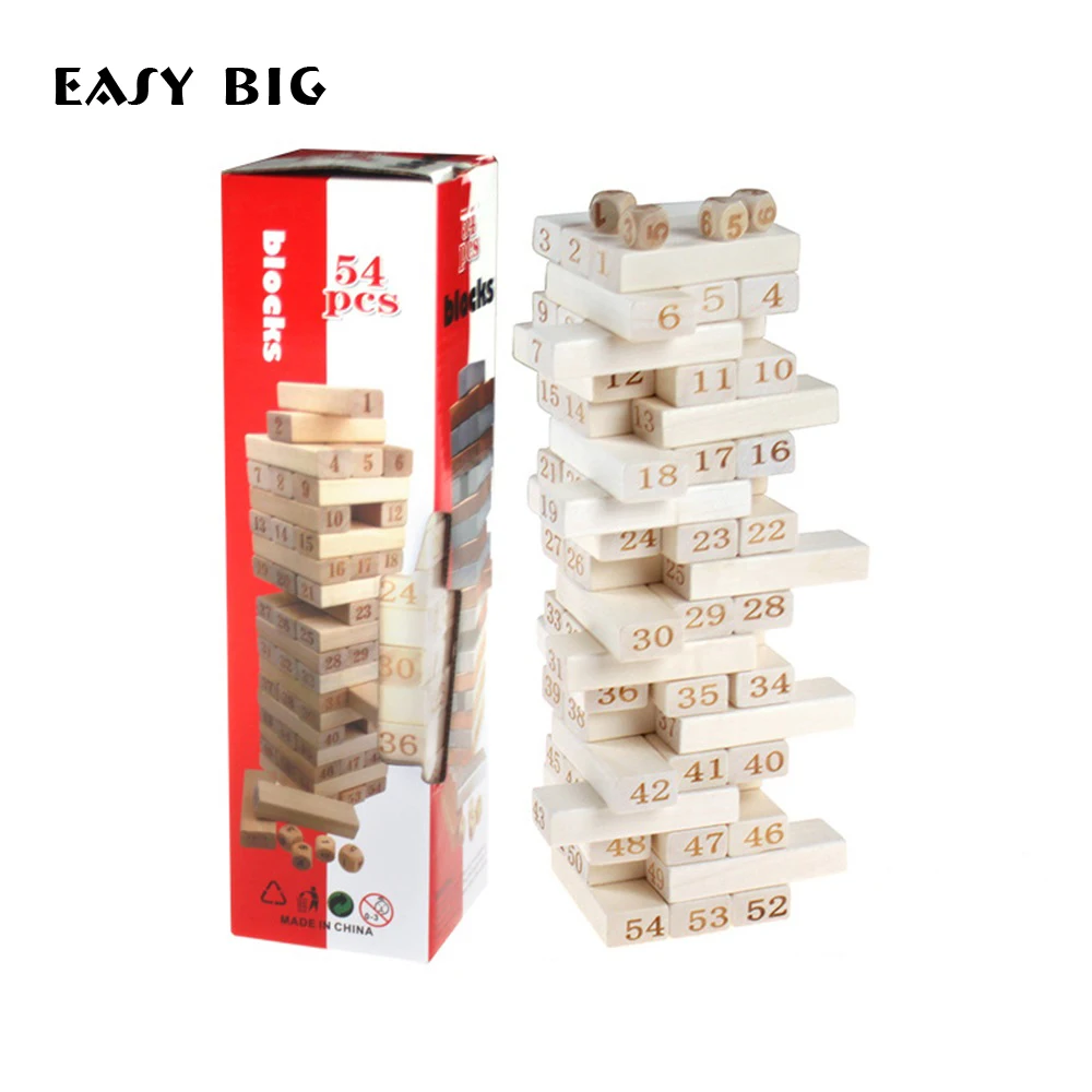 EASY BIG 54pcs Wooden Tower Wood Building Figure Blocks With Dices Domino Game Toys Amusing Kids Gift TH0050
EASY BIG 54pcs Wooden Tower Wood Building Figure Blocks With Dices Domino Game Toys Amusing Kids Gift TH0050