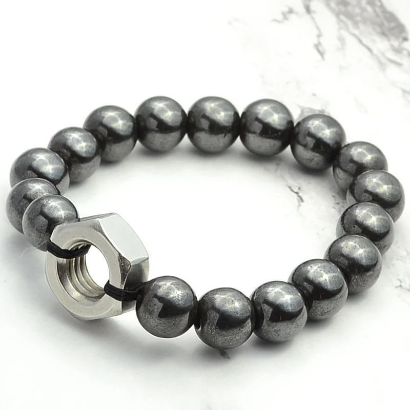 Industrial Style Stainless Steel Nut Magnetic Hematite Stone Beaded Bracelet for Women and Men Creative Handmade Gift 8mm 10mm
Industrial Style Stainless Steel Nut Magnetic Hematite Stone Beaded Bracelet for Women and Men Creative Handmade Gift 8mm 10mm