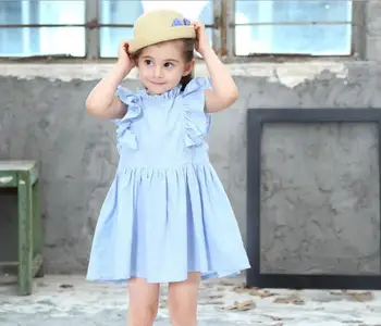 Summer young girl pink blue pure cotton ruffled sleeve jacquard dress with a solid color
Summer young girl pink blue pure cotton ruffled sleeve jacquard dress with a solid color