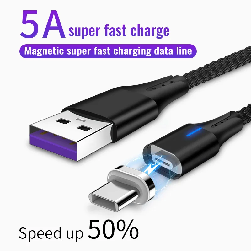1m Magnetic Type C Cable 5A Super Fast Charging Nylon Braided USB-C Magnet Charger Cable For Huawei Mate 20 X P20 Pro Xiaomi
1m Magnetic Type C Cable 5A Super Fast Charging Nylon Braided USB-C Magnet Charger Cable For Huawei Mate 20 X P20 Pro Xiaomi