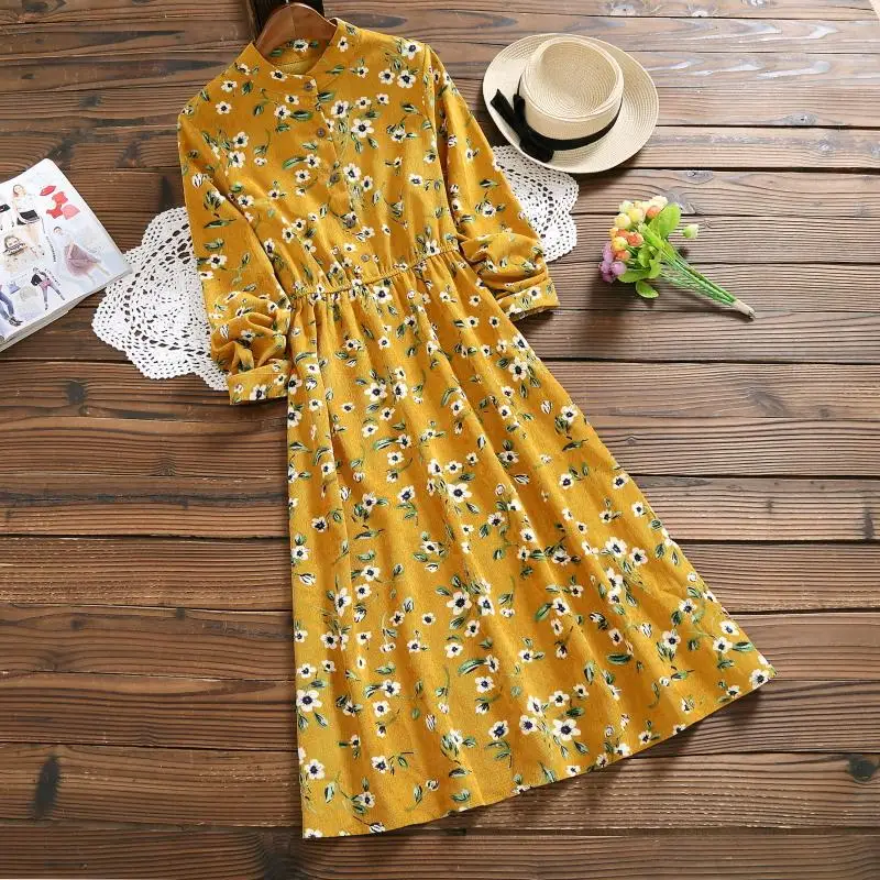 navy dress yellow flowers