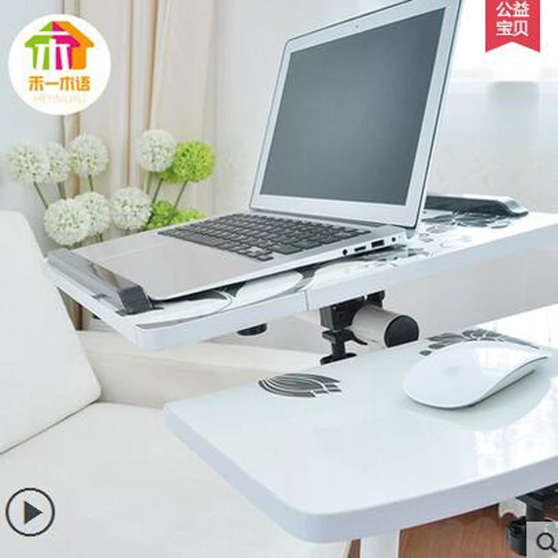Image Fashion Printing Mobile Laptop Table Independent mouse board   Lazy Bedside Table Height Adjustable Lift Computer Desk