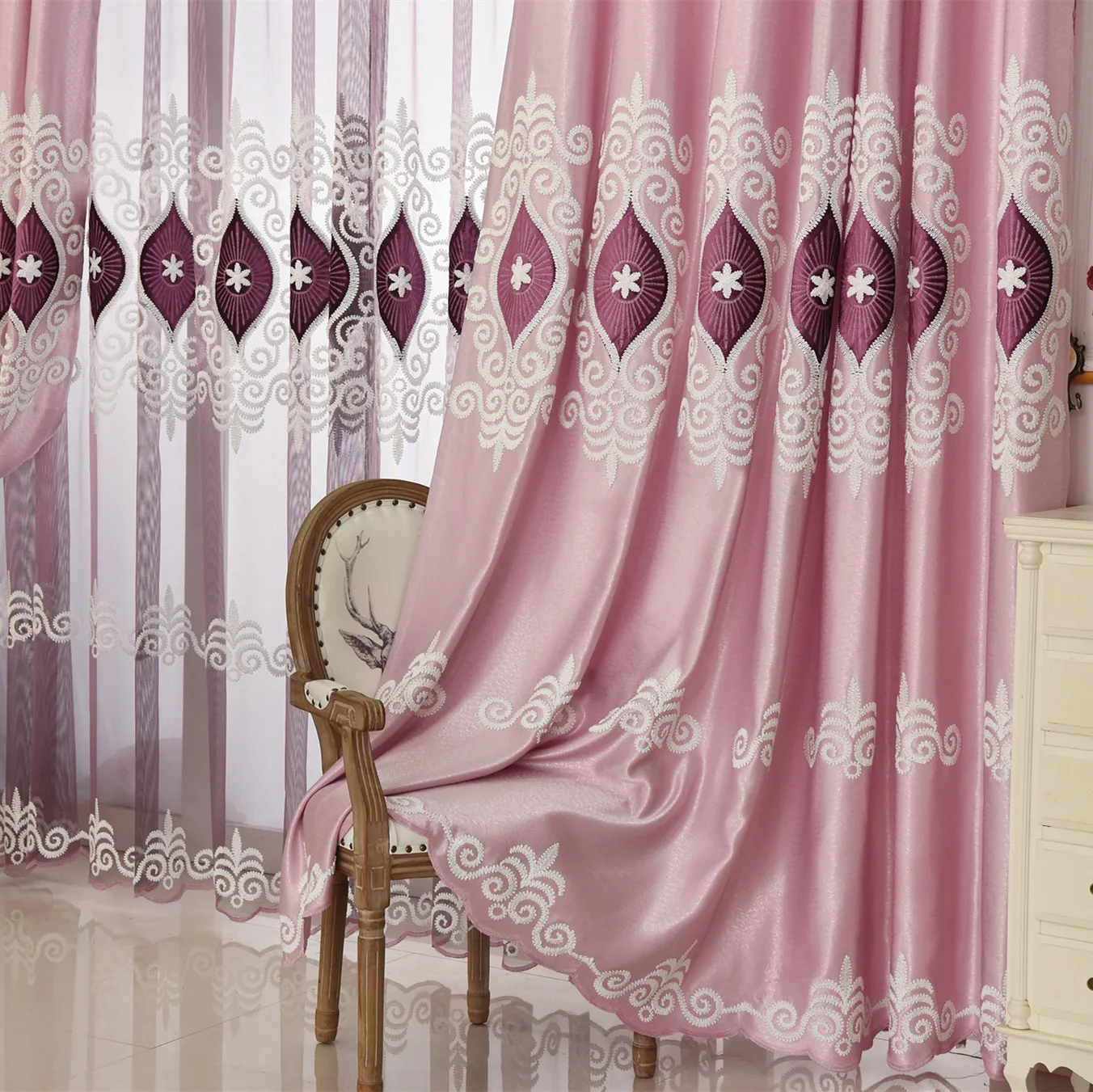 Chinese Style Embroidery Curtains for Living Room Embroidered Pink Curtain Cheap High-end Simple Modern Tulle Curtain
Chinese Style Embroidery Curtains for Living Room Embroidered Pink Curtain Cheap High-end Simple Modern Tulle Curtain