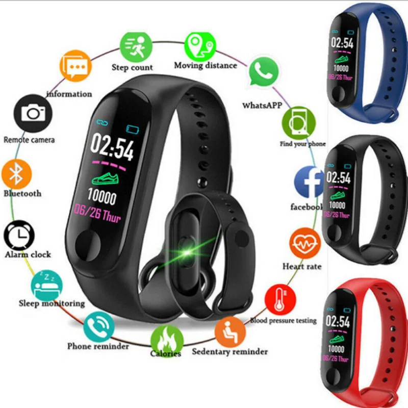 M3 color screen smart bracelet fitness tracker blood pressure heart rate monitor wristband step counter information push bracele
M3 color screen smart bracelet fitness tracker blood pressure heart rate monitor wristband step counter information push bracele