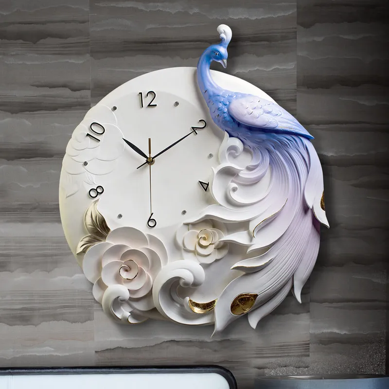 European Elegant Peacock Resin Wall Clocks Ornament Modern Home Diamond Feather Mute Digital Wall Clocks Mural Decoration Crafts
European Elegant Peacock Resin Wall Clocks Ornament Modern Home Diamond Feather Mute Digital Wall Clocks Mural Decoration Crafts