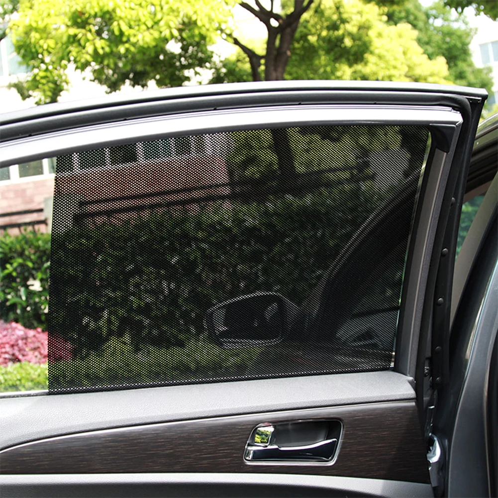 

VODOOL 2Pcs Car Side Window Sunshade Curtain Electrostatic Stickers Film Auto UV Protection Shield Sun Shade Visor Mesh Styling