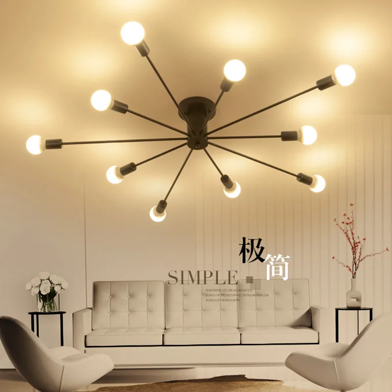 10 Heads Multiple Rod Wrought Iron Ceiling Light Retro Industrial Loft Nordic E27 Black/white Ceiling Lamp for Home Decor Cafe
10 Heads Multiple Rod Wrought Iron Ceiling Light Retro Industrial Loft Nordic E27 Black/white Ceiling Lamp for Home Decor Cafe