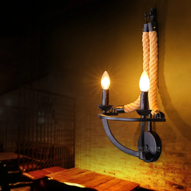Vintage Creative Personality black iron hemp double heads wall lamp aisle bedroom retro wall lights A94
Vintage Creative Personality black iron hemp double heads wall lamp aisle bedroom retro wall lights A94