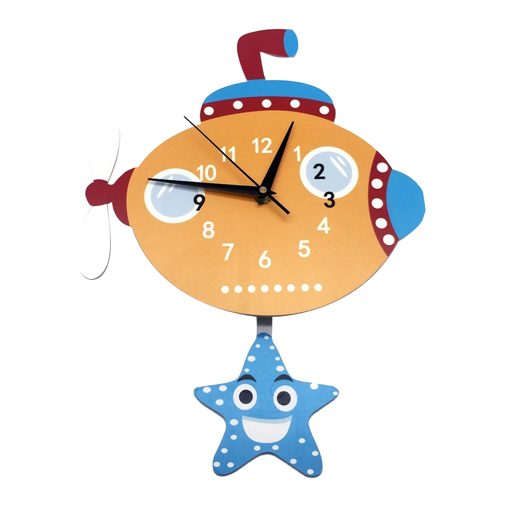 Japanese Adorable Pendulum Clock Funny Crafts Swinging Tail Wall Clock Kit for Kid's Nursery Children's Bedroom Decor