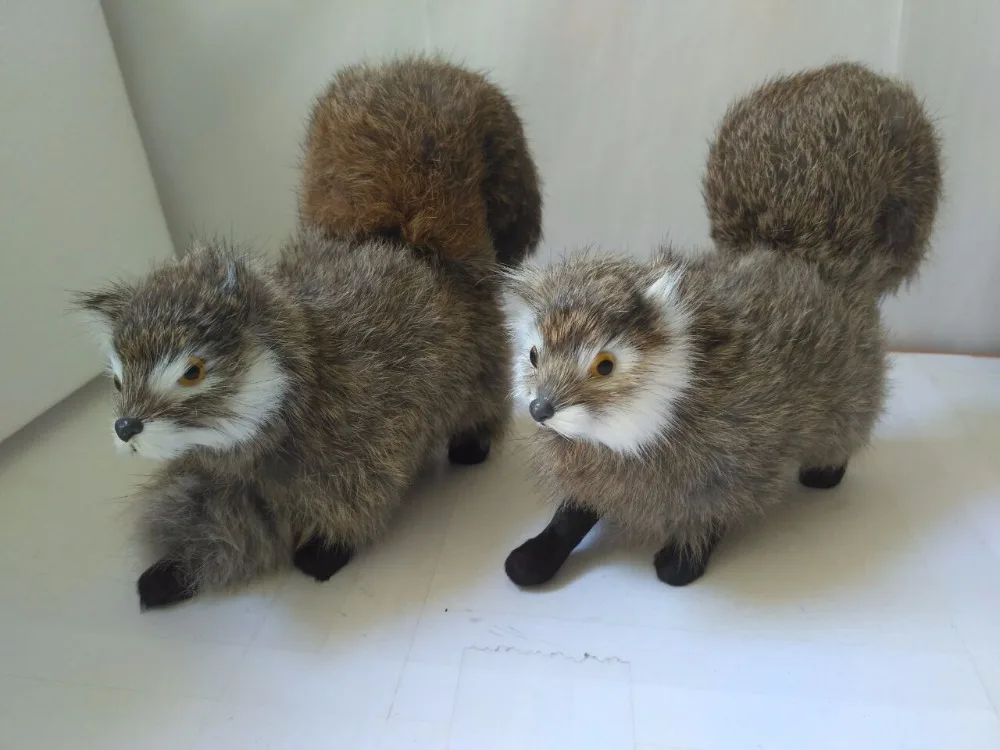 

khaki furs walking pose squirrel 19x6x14cm model one lot/ 2 pcs simulation squirrels handicraft prop home decoration gift d2649