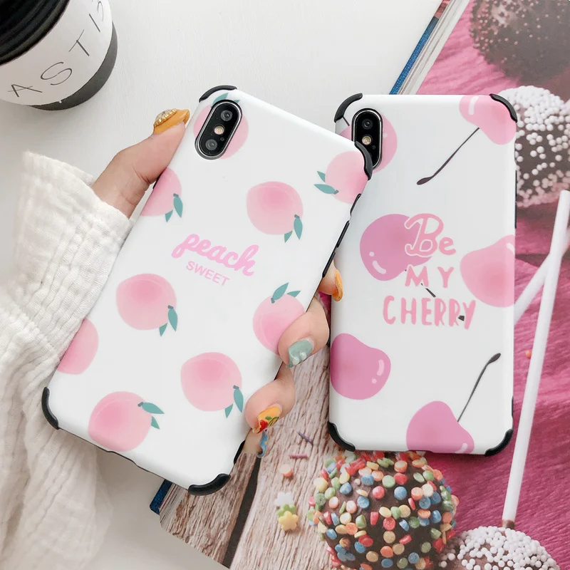 Pink Fruit Peach Cherry Case For iPhone 7 6 6s 8 Plus 7Plus Matte TPU Shockproof Case for iPhone XR X XS MAX Soft Back Cover
Pink Fruit Peach Cherry Case For iPhone 7 6 6s 8 Plus 7Plus Matte TPU Shockproof Case for iPhone XR X XS MAX Soft Back Cover