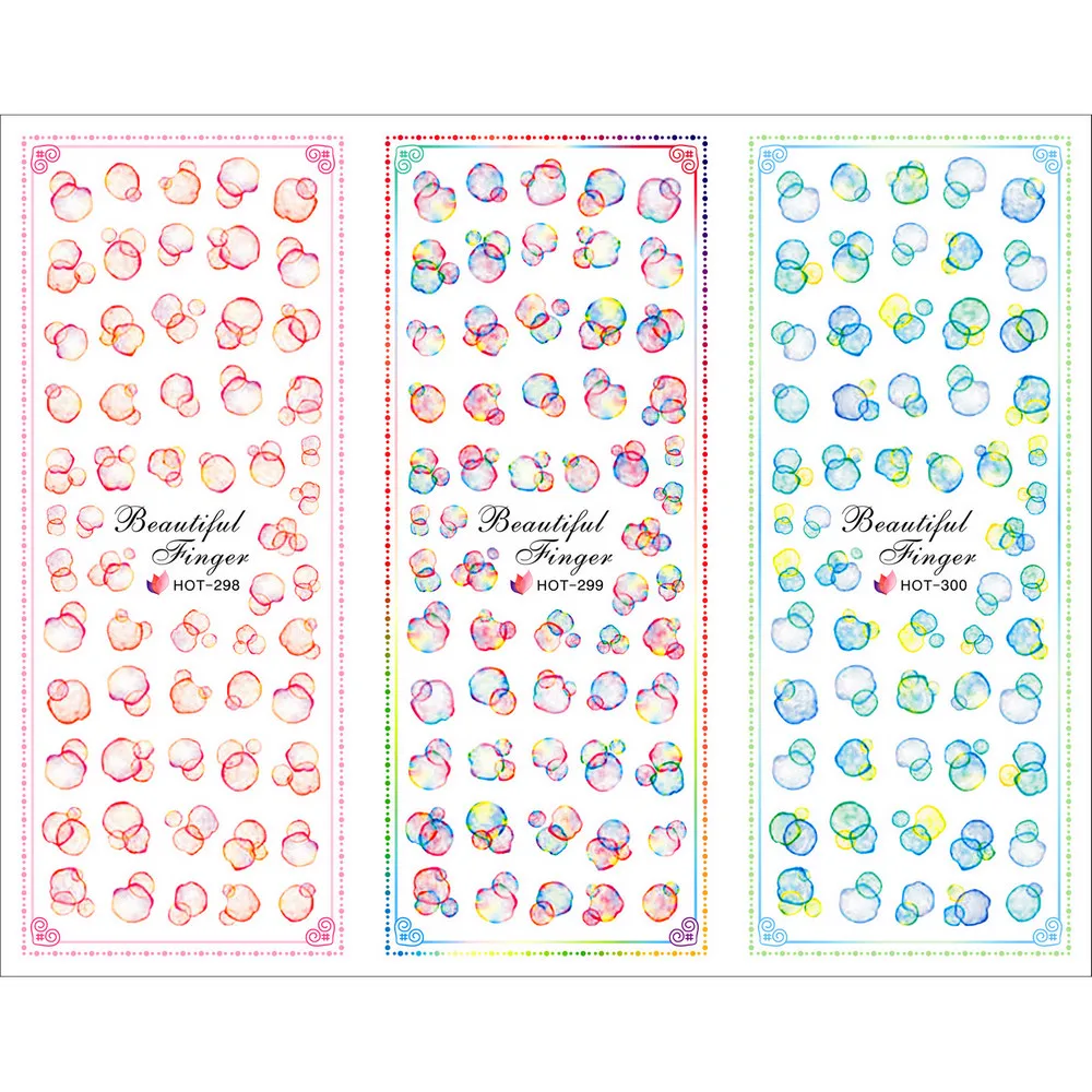3 PACKS / LOT COLORFUL BUBBLE NAIL TATTOOS STICKER WATER DECAL NAIL ART HOT298-300
3 PACKS / LOT COLORFUL BUBBLE NAIL TATTOOS STICKER WATER DECAL NAIL ART HOT298-300