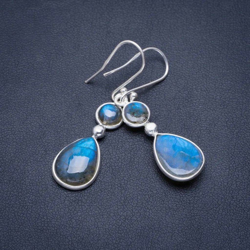 Natural Blue Fire Labradorite Handmade Unique 925 Sterling Silver Earrings 1.75" A1429
Natural Blue Fire Labradorite Handmade Unique 925 Sterling Silver Earrings 1.75" A1429