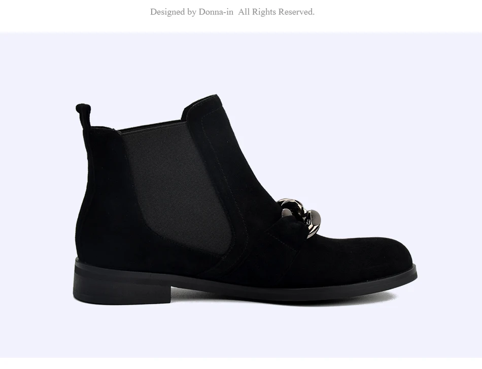 Donna-in kid suede ankle boots fashion metallic chains genuine leather women boots 1608-N5  (14)
