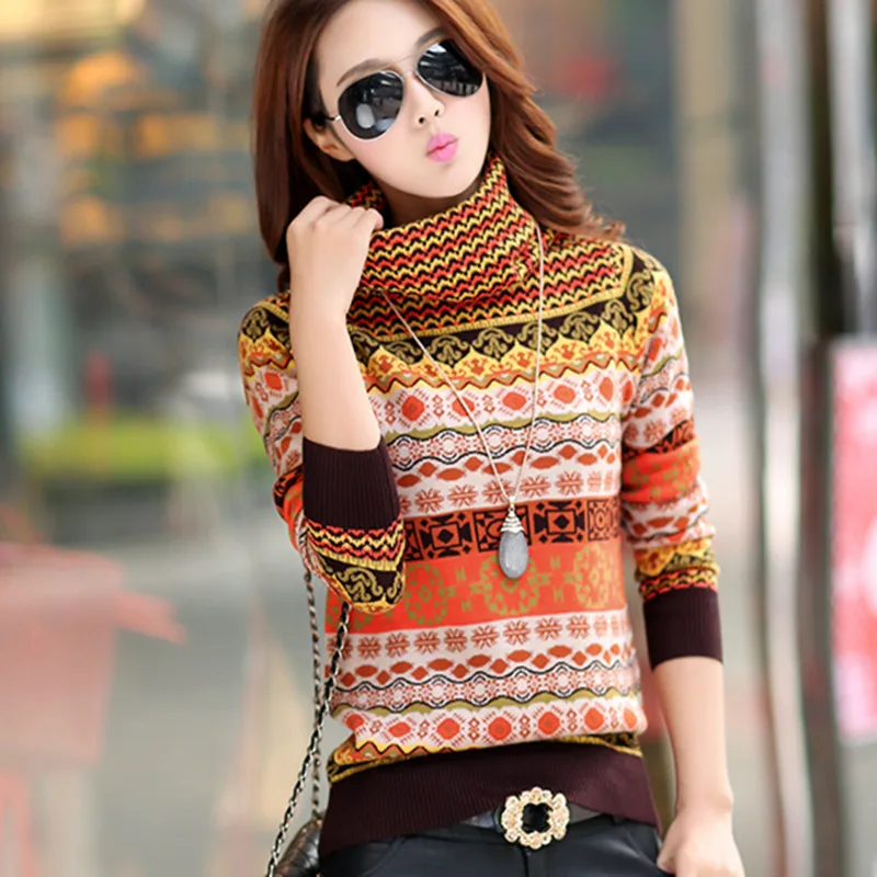 Heap turtleneck sweater thickening basic female pullover national trend cashmere | Женская одежда