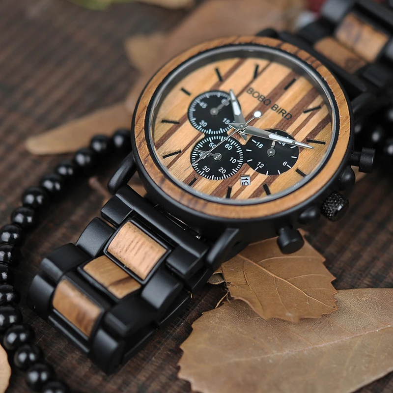 reloj hombre BOBO BIRD Men Watch Wood Watches Women Timepieces Chronograph Military Quartz Wristwatches relogio masculino 11