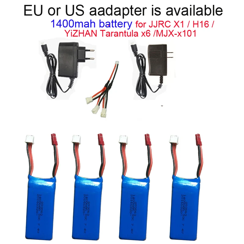 

7.4V 1400mAh Battery For JJRC X1 H16 YiZhan Tarantula X6 WLTOYS V262 V333 Li-po Battery Brushless RC Quadcopter X101 MJX