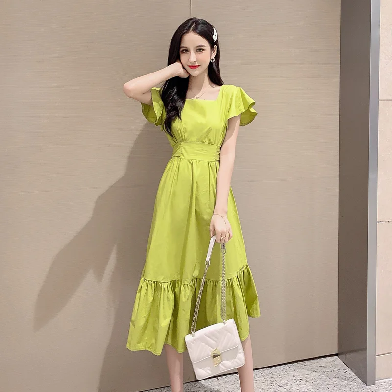 Sweet Beach Style Open Back Dress Slim Square Collar Butterfly Sleeve Short Sleeve Empire Dresses New Summer Women Dresses Z2049
Sweet Beach Style Open Back Dress Slim Square Collar Butterfly Sleeve Short Sleeve Empire Dresses New Summer Women Dresses Z2049