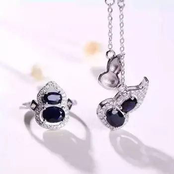 Fidelity Natural sapphire s925 sterling silver rings Pendant jewelry sets natural blue gemstone gourd fine jewelry for women
Fidelity Natural sapphire s925 sterling silver rings Pendant jewelry sets natural blue gemstone gourd fine jewelry for women