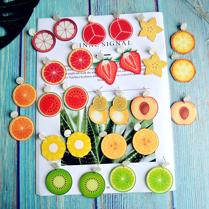 2019 Cartoon watermelon strawberry lemon earrings fashion simulation acrylic personality fruit dangle earrings women jewelry
2019 Cartoon watermelon strawberry lemon earrings fashion simulation acrylic personality fruit dangle earrings women jewelry
