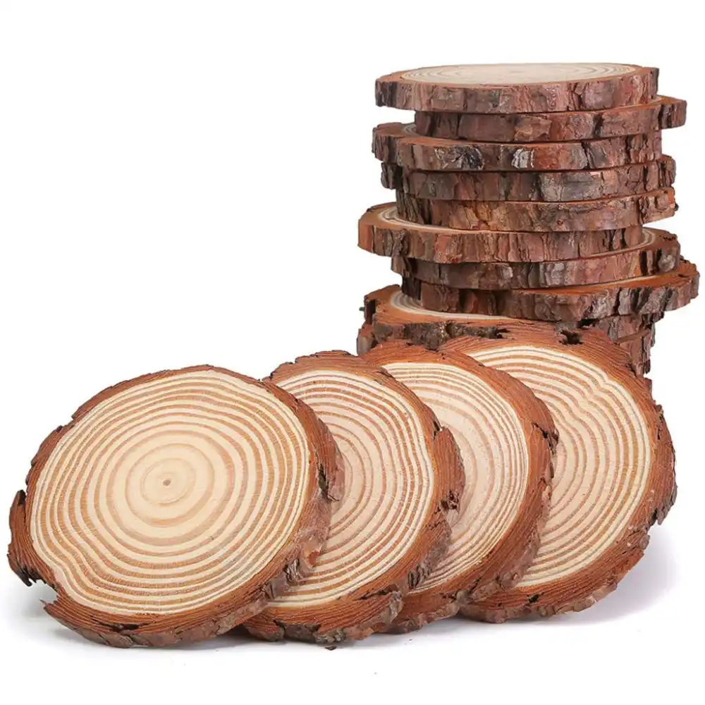 12pcs Lot Pine Wooden Chips Cut Pieces Wood Log Sheet Rustic