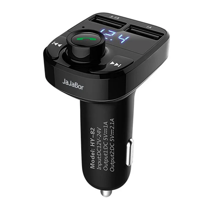 JaJaBor Car MP3 Audio Player Bluetooth Car Kit FM Transmitter Handsfree Calling 5V 4.1A Dual USB Car Charger Phone Charger