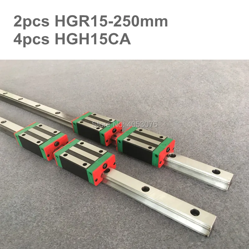 

HGR 100% original HIWIN 2 pcs HIWIN linear guide HGR15 250mm Linear rail with 4 pcs HGH15CA linear bearing blocks for CNC parts