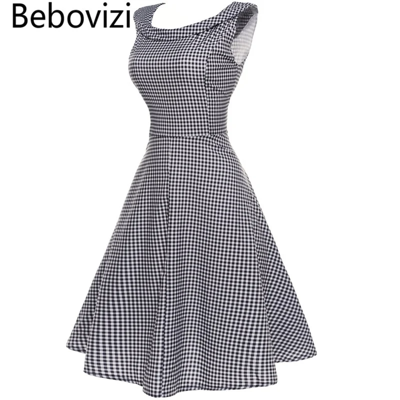 Bebovizi Summer Black and White Grid Plaid Dresses for Women Big Hemlines Swing Audrey Hepburn Vintage Retro Rockabilly Dress
Bebovizi Summer Black and White Grid Plaid Dresses for Women Big Hemlines Swing Audrey Hepburn Vintage Retro Rockabilly Dress