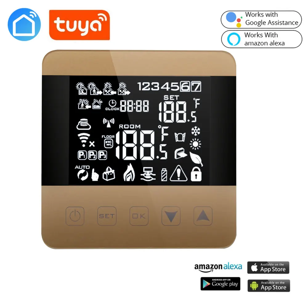 LIFE TUYA Android ISO Alexa ECHO Google home operating smart wifi heating thermostat for Warm Floor/ electric floor heating
LIFE TUYA Android ISO Alexa ECHO Google home operating smart wifi heating thermostat for Warm Floor/ electric floor heating