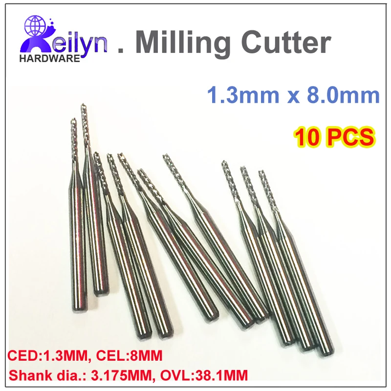 10pcs 1.3x8.0x3.175mm PCB milling cutter Carbide end mill CNC cutter mini drill bit Tungsten Carbide routering tool PCB router
10pcs 1.3x8.0x3.175mm PCB milling cutter Carbide end mill CNC cutter mini drill bit Tungsten Carbide routering tool PCB router