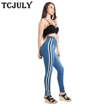 TCJULY Fashion Cotton Side Striped Jeans For Women Skinny Push Up Stretch Denim Pants Streetwear Slim Bleached Washed Blue Jeans
TCJULY Fashion Cotton Side Striped Jeans For Women Skinny Push Up Stretch Denim Pants Streetwear Slim Bleached Washed Blue Jeans