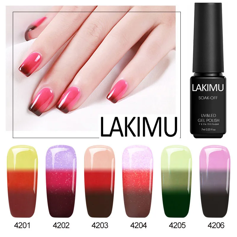 Фото Lakimu Температура изменить Цвет УФ гель лак для ногтей Soak Off Лидер продаж 2018 товары
