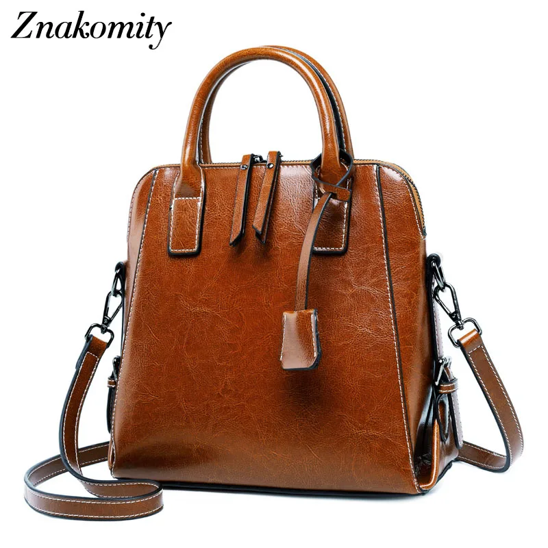 Znakomity Women's handbags genuine leather shoulder bag female High quality oil leather tote bag Retro messenger hand bag ladies 
Znakomity Women's handbags genuine leather shoulder bag female High quality oil leather tote bag Retro messenger hand bag ladies