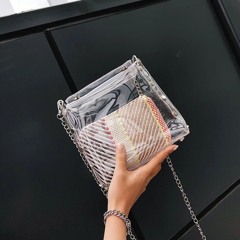 Прозрачная женская сумка 2018 Новая высококачественная сумка-мессенджер из ПВХ с