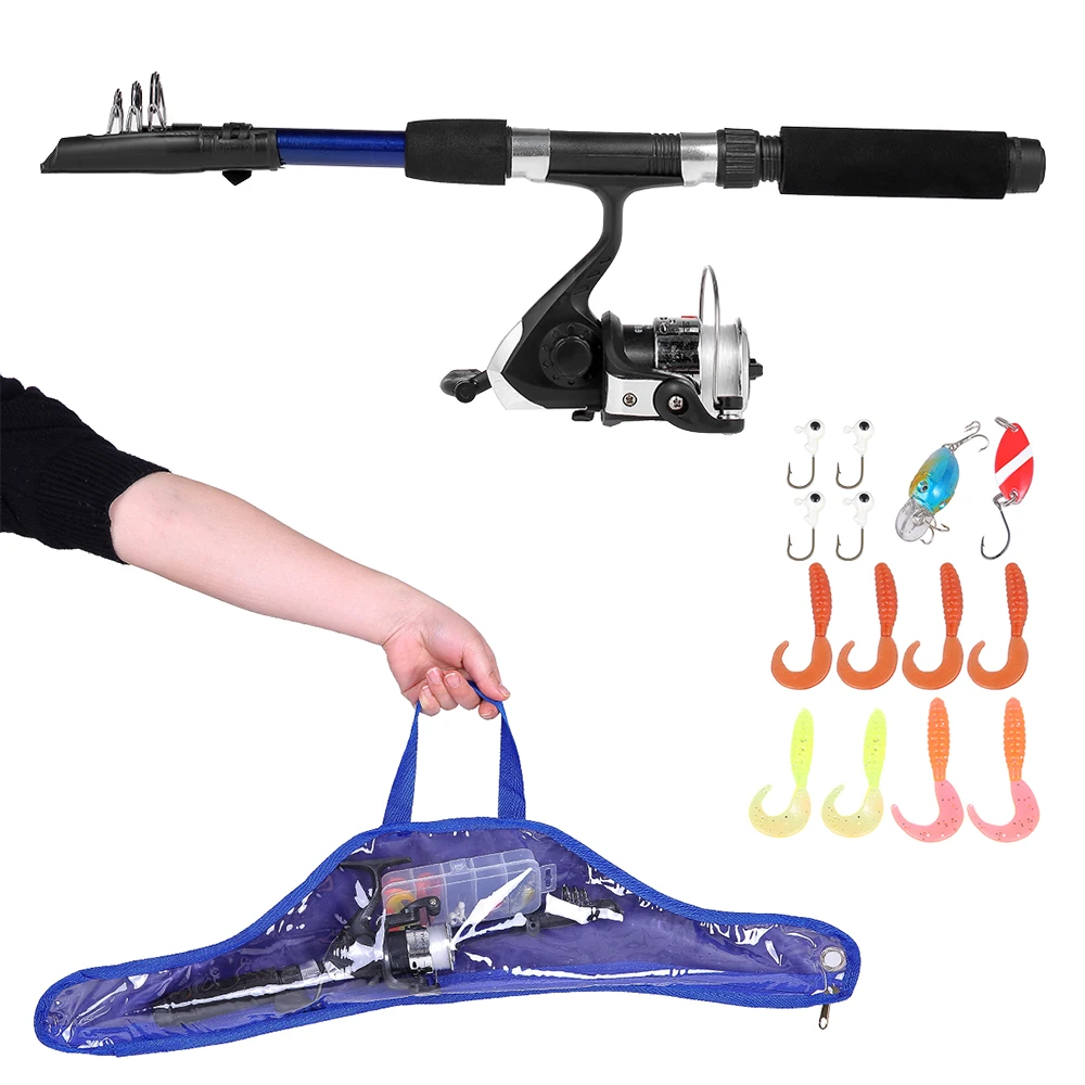 Spinning Fishing Reel Rod Combo Kit Telescopic Fishing Pole with Soft Fishing Lures Jig Hooks Hard Baits
Spinning Fishing Reel Rod Combo Kit Telescopic Fishing Pole with Soft Fishing Lures Jig Hooks Hard Baits