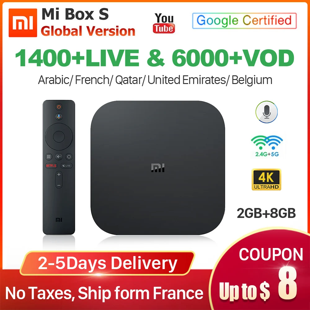 Arabic IPTV France Netherlands Xiaomi Mi Box S Android 8.1 BT Dual-Band WIFI Google Player IPTV France 1 Year QHDTV MI Box 4k
Arabic IPTV France Netherlands Xiaomi Mi Box S Android 8.1 BT Dual-Band WIFI Google Player IPTV France 1 Year QHDTV MI Box 4k