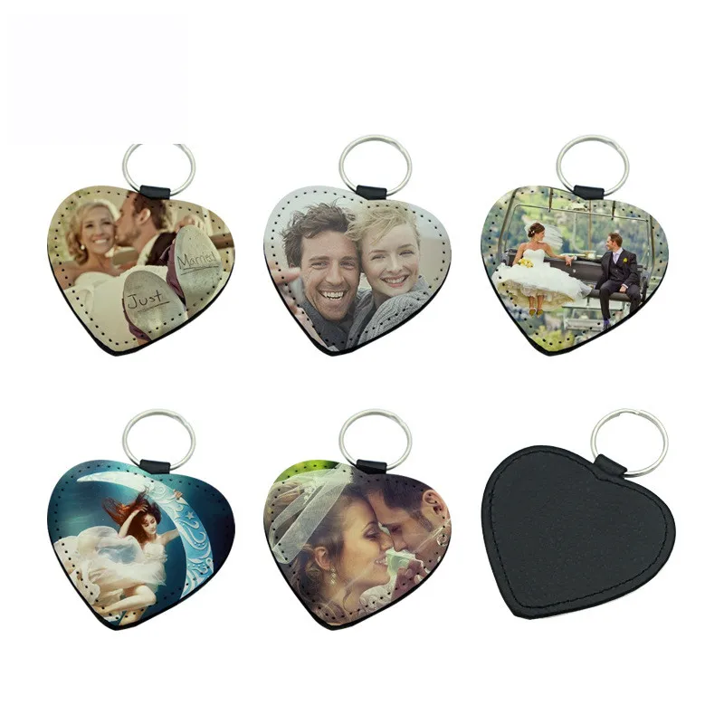 

new arrival sublimation leather keychains Rectangle heart round blank key ring hot transfer printing consumables 15pcs/lot