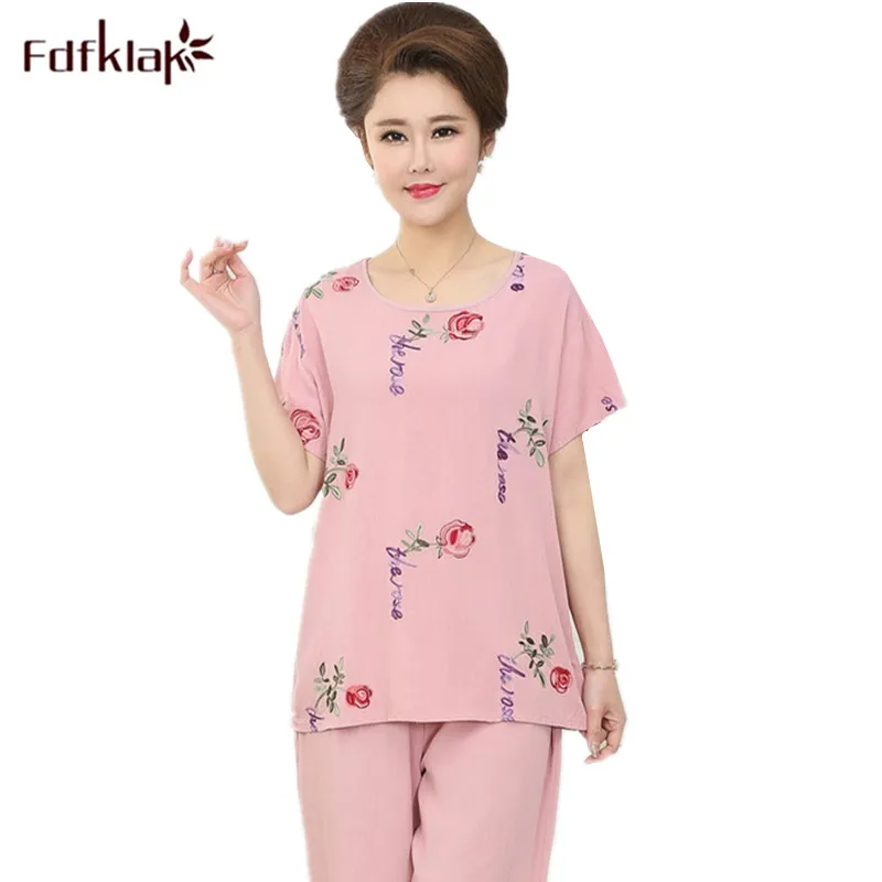Женский пижамный комплект Fdfklak летняя Пижама с коротким рукавом женская одежда