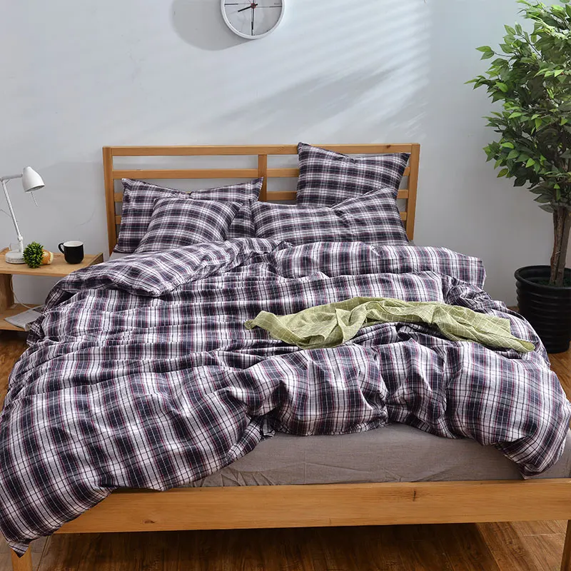 Plaid bedding sets yarn dyed washed cotton 3/4pcs Bedlinen Twin Double Queen duvet cover+fitted sheet+pillowcase 
Plaid bedding sets yarn dyed washed cotton 3/4pcs Bedlinen Twin Double Queen duvet cover+fitted sheet+pillowcase