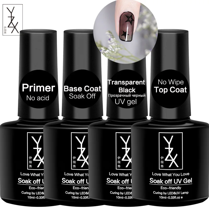 YZX 4Pcs/Set 10Ml/Bottle Degreaser Primer Base Coat No Sticky Layer No-Cleansing Top Coat Transparent Black Gel Soak Off Enamel
YZX 4Pcs/Set 10Ml/Bottle Degreaser Primer Base Coat No Sticky Layer No-Cleansing Top Coat Transparent Black Gel Soak Off Enamel