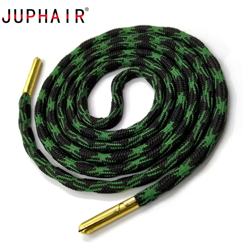 

JUPHAIR Outdoor Athletic Sports Thick Round Shoelaces Gold Metal Head Polyester Strong Shoelaces Climbing Shoe Laces Dia 0.5cm