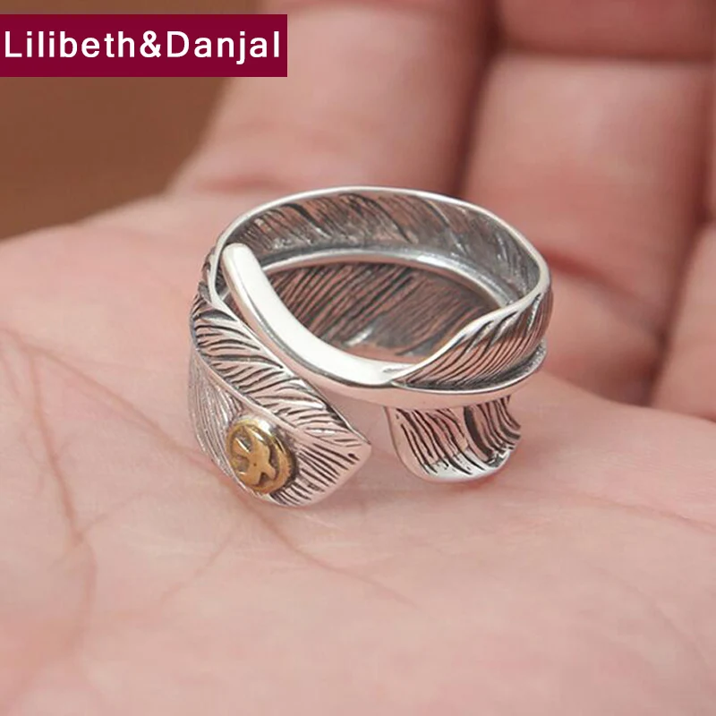 

2019 Couple Adjustable Ring 100% Real 925 Sterling Silver Jewelry Men Women Feather Flying eagle Opening Engagement Ring R043