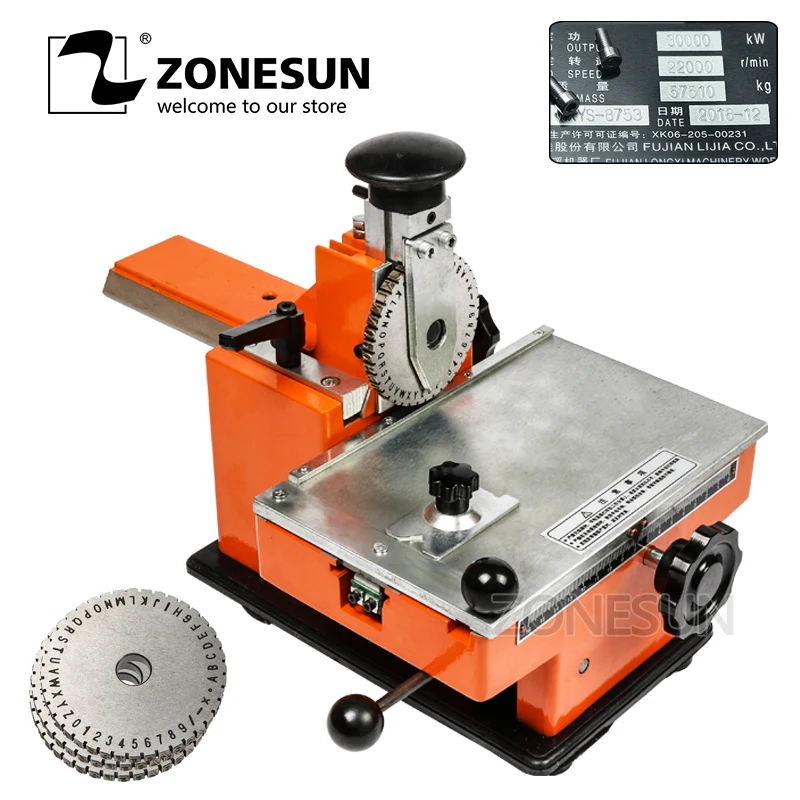 ZONESUN Pressing printing manual steel embossing machine for pump valves embosser metal hand tool part label engrave tool 1 gear
ZONESUN Pressing printing manual steel embossing machine for pump valves embosser metal hand tool part label engrave tool 1 gear