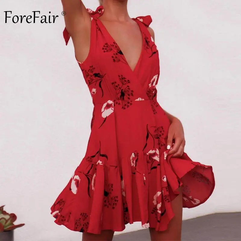Forefair Red Boho Dress Sexy Mini Ruffle Off Shoulder Strap Lace Up Bare Back A Line Chiffon Floral Summer Beach Dress for Women
Forefair Red Boho Dress Sexy Mini Ruffle Off Shoulder Strap Lace Up Bare Back A Line Chiffon Floral Summer Beach Dress for Women