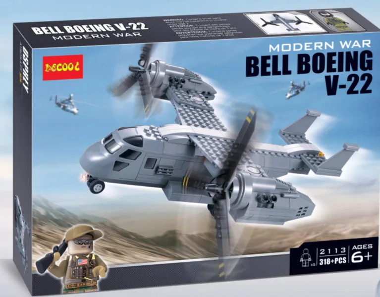 318pcs Modern War Bell Boeing V-22 Military Carrier Humvee SWAT Block Figure Building Bricks Toys Compatible With Lego
318pcs Modern War Bell Boeing V-22 Military Carrier Humvee SWAT Block Figure Building Bricks Toys Compatible With Lego