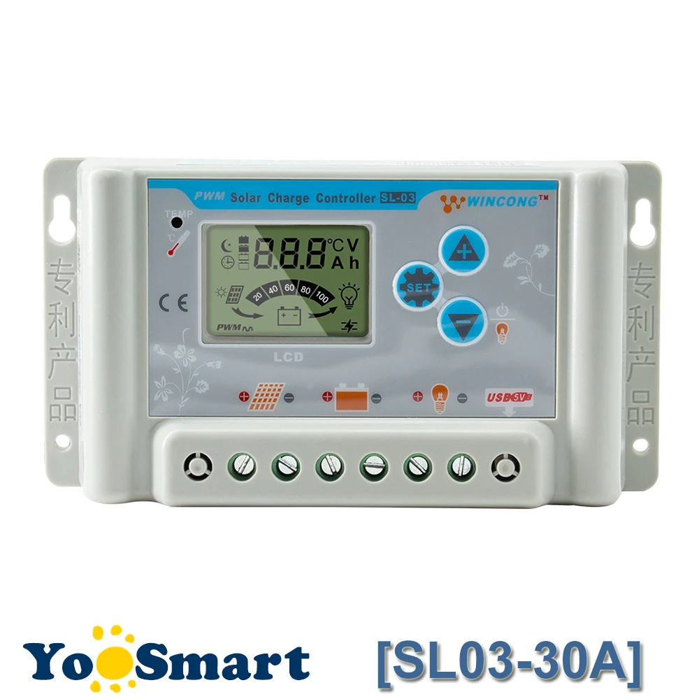 30A PWM Solar Charge Controller 12V 24V USB LCD Display Adjustable Parameter for Li Li-ion lithium LiFePO4 Batteries
30A PWM Solar Charge Controller 12V 24V USB LCD Display Adjustable Parameter for Li Li-ion lithium LiFePO4 Batteries